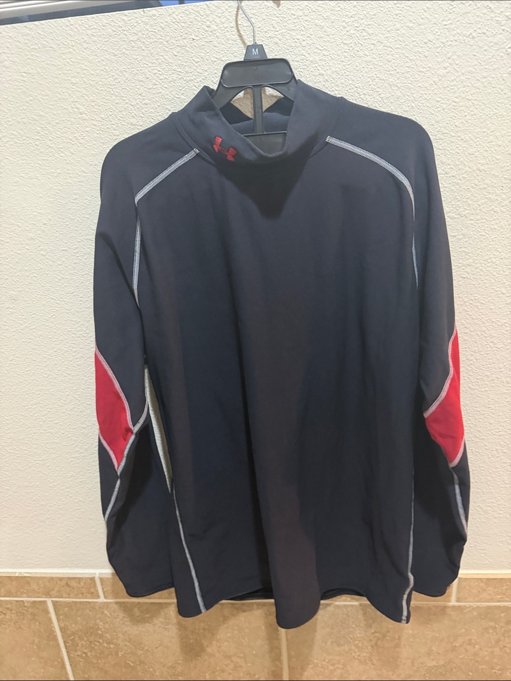 Under Armour Black Athletic Long-Sleeve Top with Red Accents